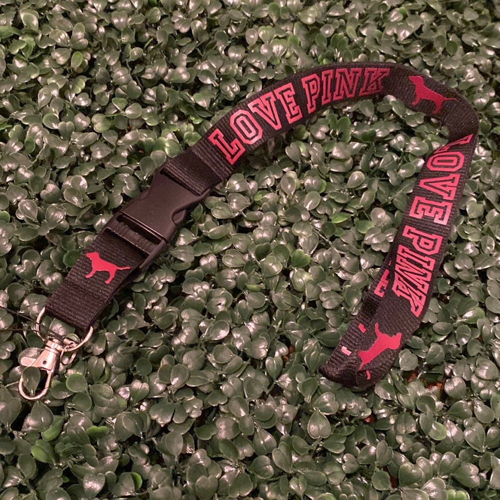 Love Pink Detachable Lanyard Black & Hot Pink